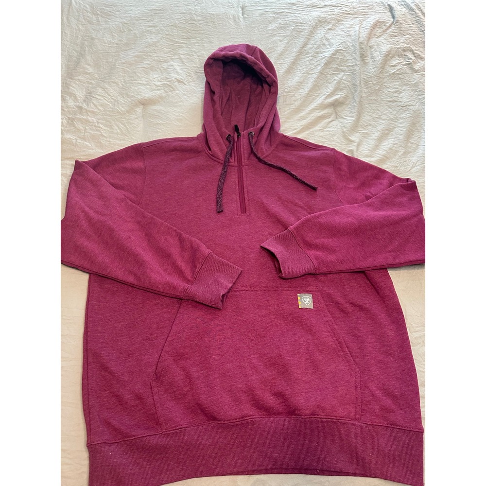 Ariat Rebar women XL Quarter Zip Hoodie Water Repellent Work Pink sweatshirt